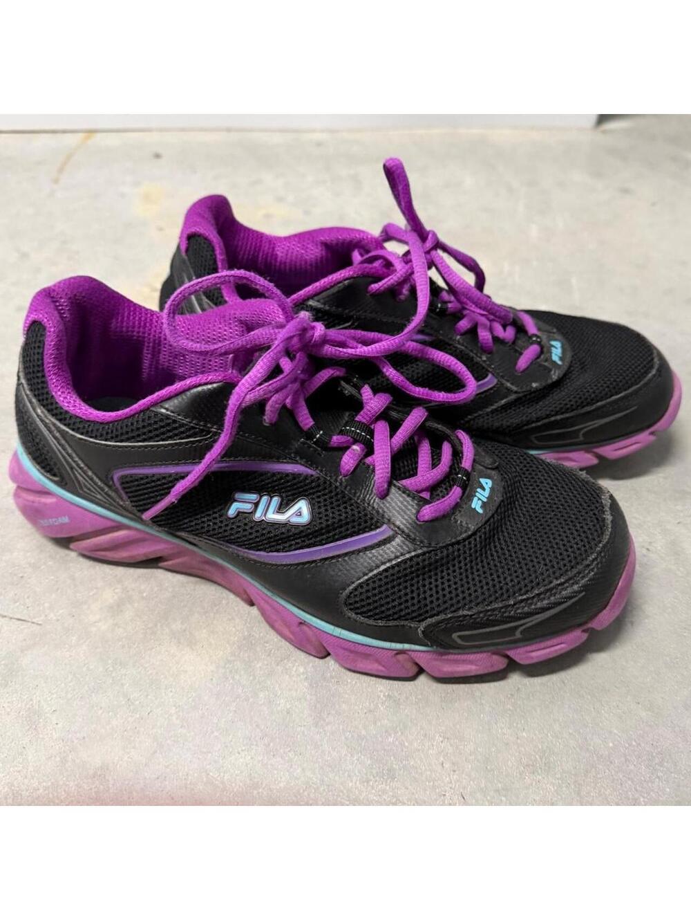 Fila Women's Running Shoes Black Purple Athletic Sneakers Size 9